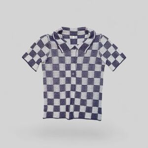 Knit Checkered Women’s Button Up